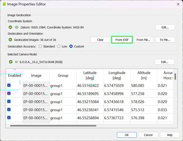 How to import/export the images geolocation and orientation